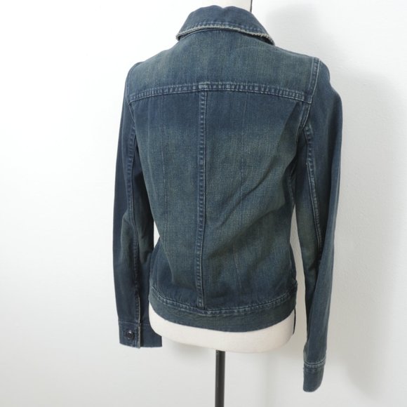 Habitual Denim Moto Style Button Up Size 4 Blue Jean Jacket - Picture 8 of 10